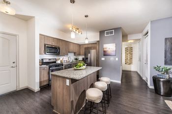 Kitchen island with pendant lighting